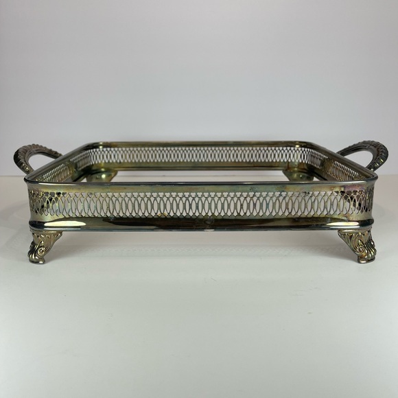 Vintage silver plated metal casserole dish holder chafing dish frame stand - Picture 4 of 16